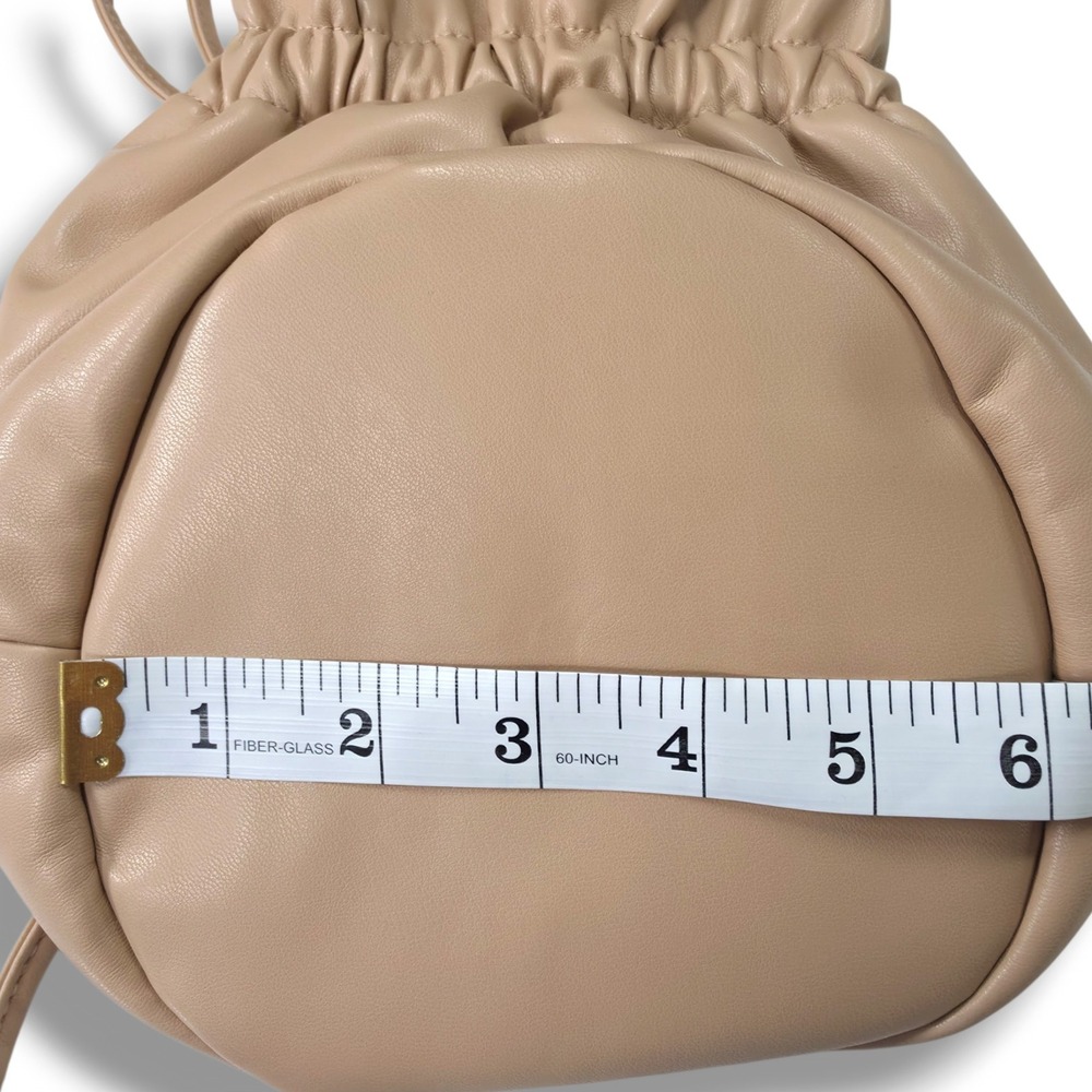 Victorias Secret Mini Bucket Bag Ruched Faux Leather Beige Crossbody NWT - Picture 10 of 10